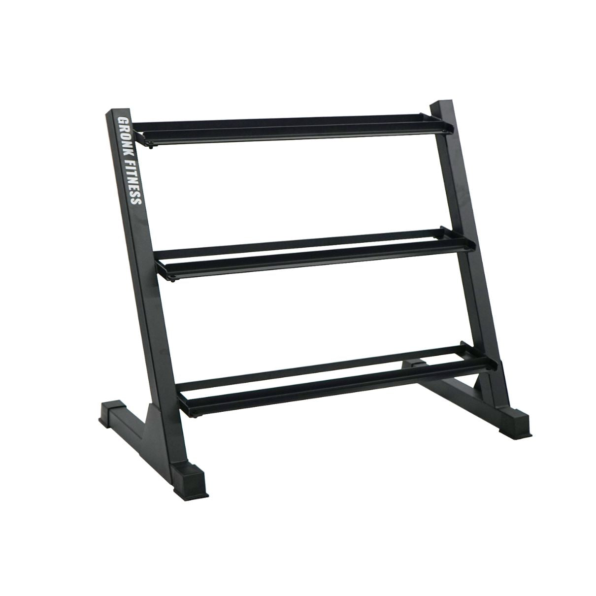 Gronk Fitness 3-Tier Dumbbell Rack angled view