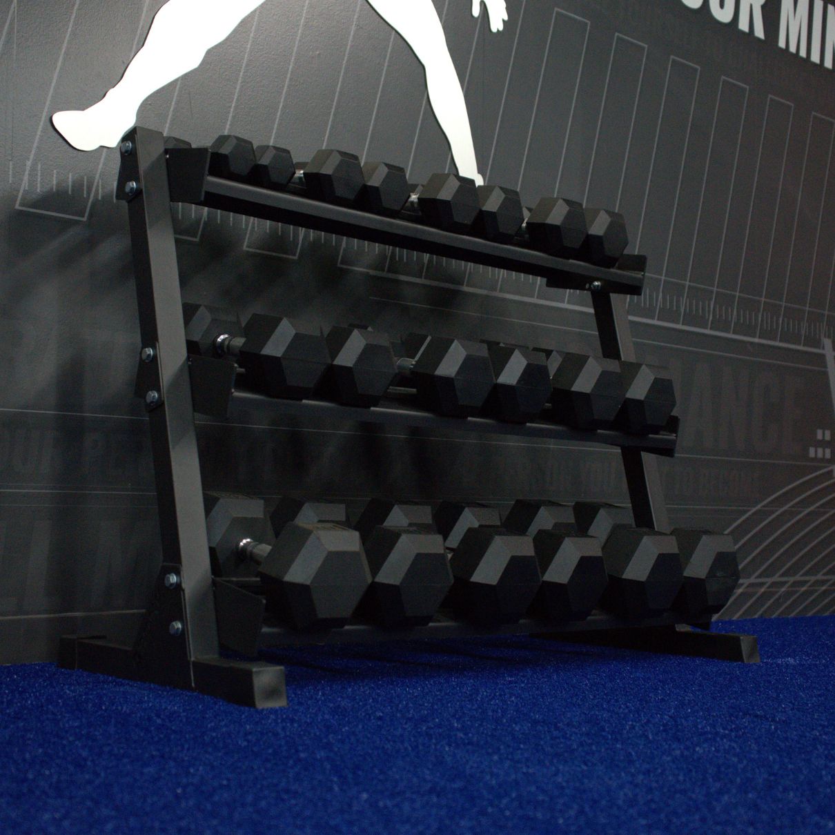 Gronk Fitness 3-Tier Dumbbell Storage Rack Gronk Fitness Products Dumbell racks, power block stand, plate and bar storage, kettlebell racks, ball racks gronkfitness_3-tier-dumbbell-storage-rack_view-5_bcb1a0f8-afe9-4b6c-aed2-a2bb0ad4f12b