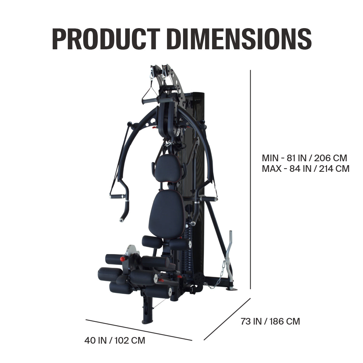 Inspire M3 Multi Gym dimensions with measurements