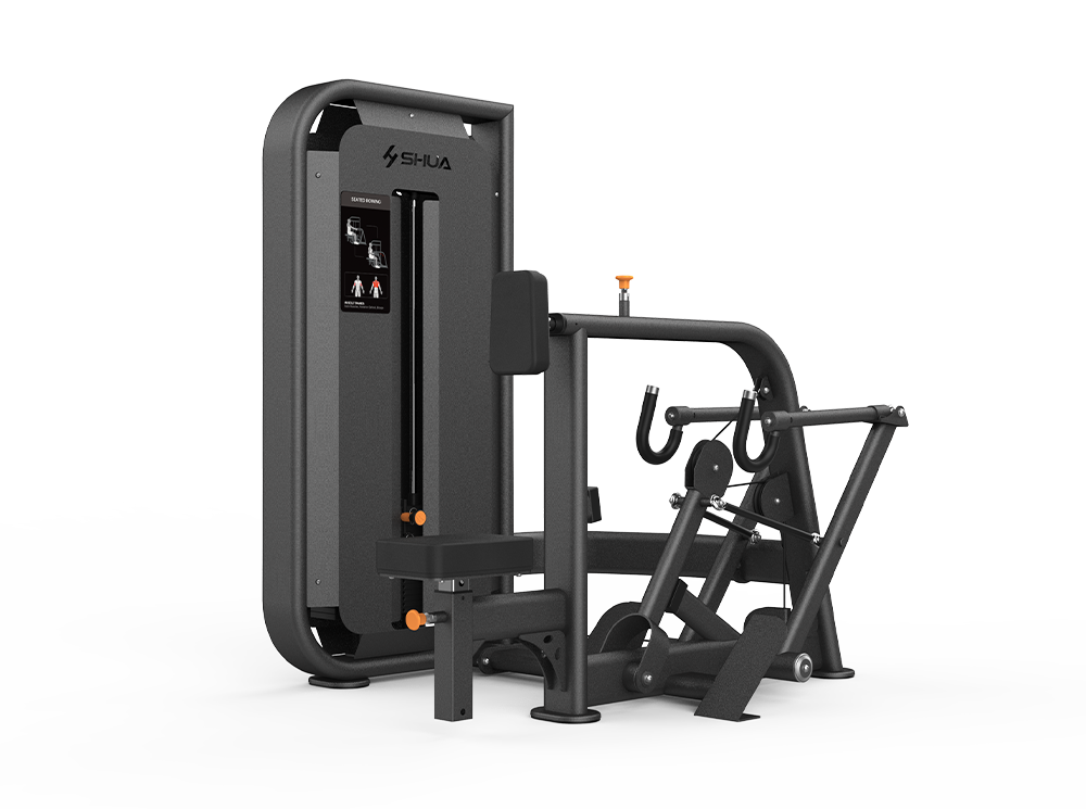 Shua G6803 Seated Row selectorized machine, studio render 1 of 2