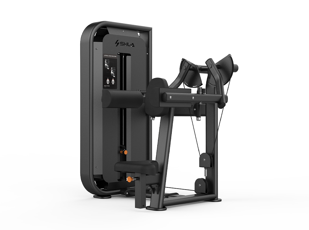Shua G6805 Lateral Raise selectorized machine, studio render 1 of 4