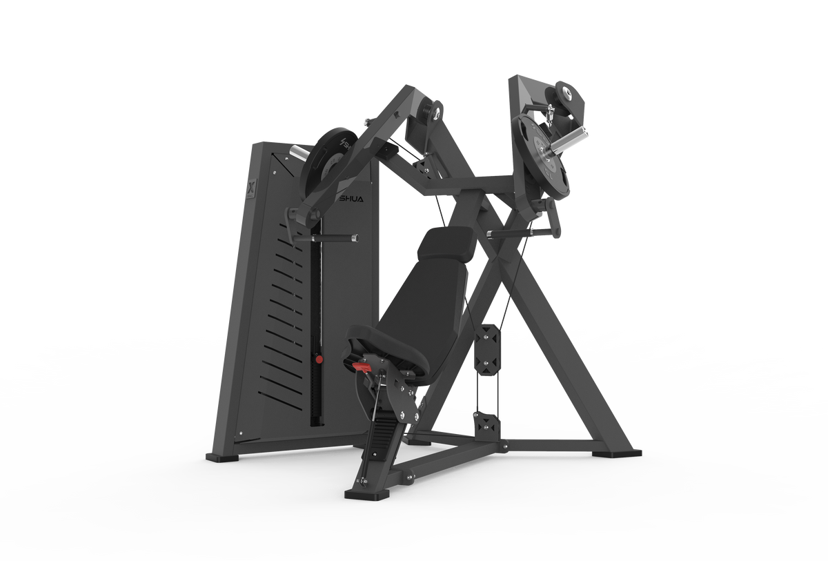 Shua G7701 Hybrid Chest Press selectorized machine, studio render 2 of 2