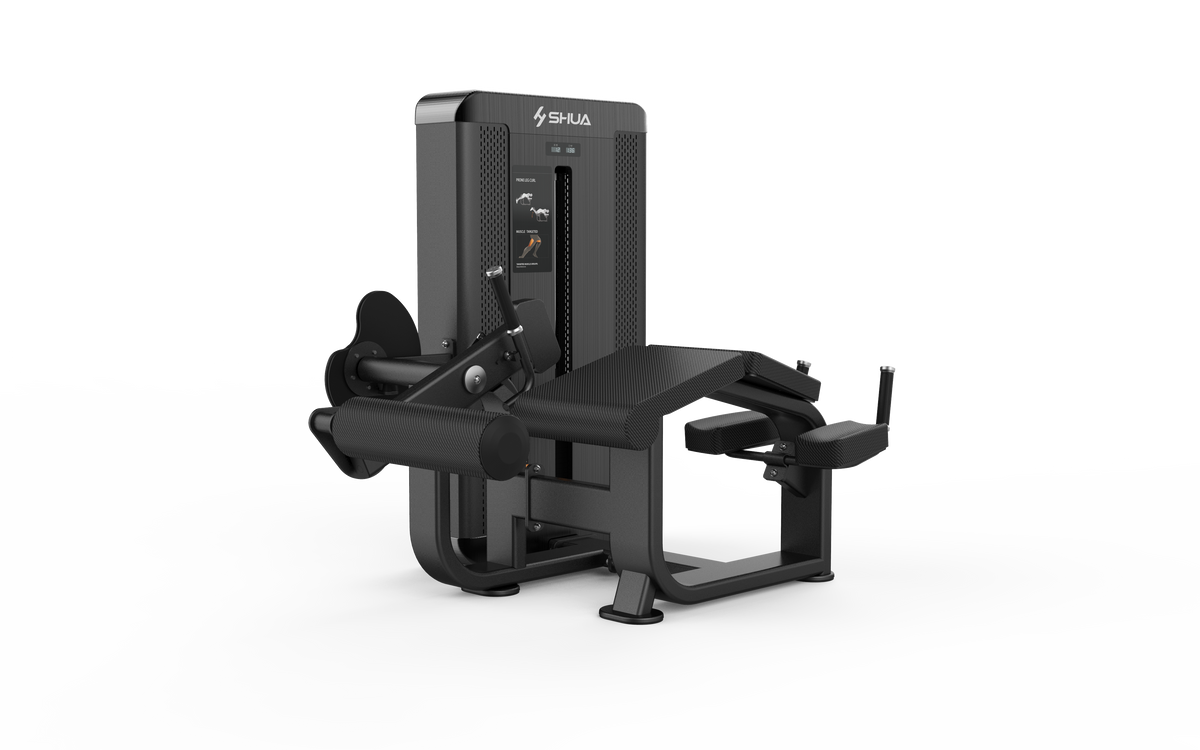 Shua G8807 Prone Leg Curl selectorized machine, studio render 3 of 5