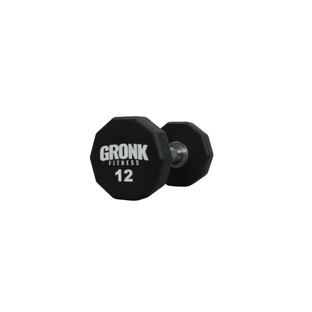 Gronk Fitness 12lb dumbbell angled view