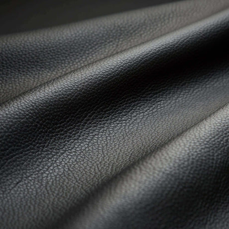 Close-up of black leather texture on massage chair