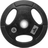 Gronk 45 lb rubber multi-grip Olympic plate, front view