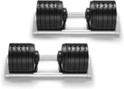 SMRTFT NÜOBELL 100 lb dumbbells on silver stand
