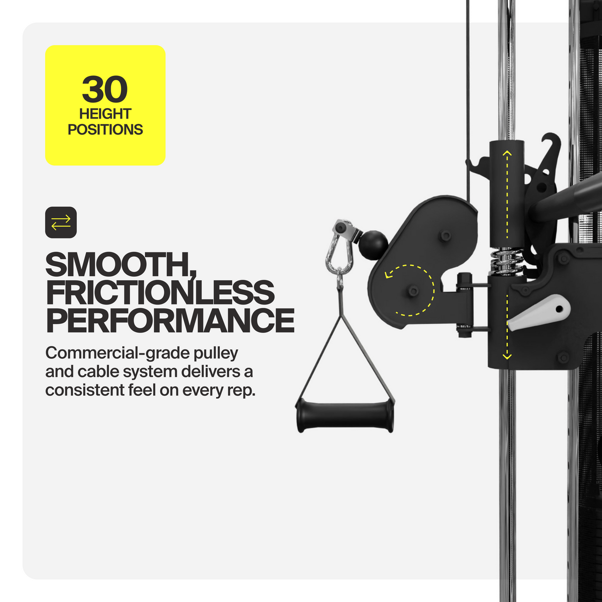Inspire Centr SF6 Trainer pulley system with text overlay