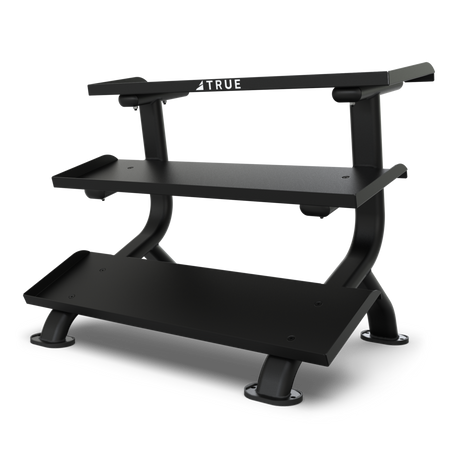True - 3 Teir Flat Tray Dumbbell Rack Matte Rack - Final Stock TRUE Dumbell racks, power block stand, plate and bar storage, kettlebell racks, ball racks Hero-38-1024x1024