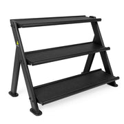 TRX YBell black three-tier storage rack side view