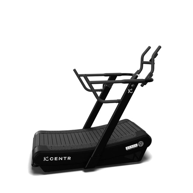 Centr x HYROX treadmill side view with curved deck