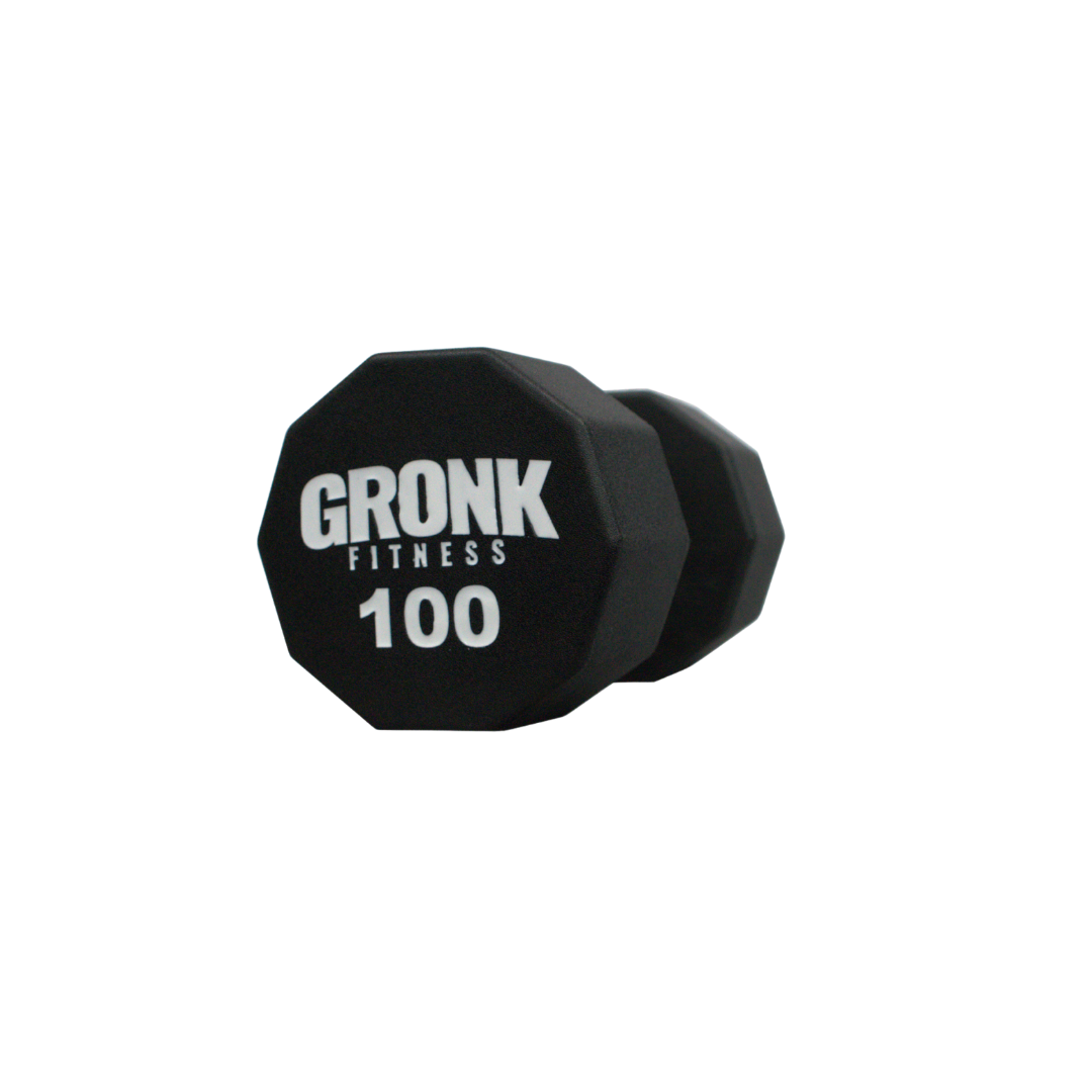 Dumbbell, 10 sided Urethane, Gronk, 100lb - Final Stock Gronk Fitness Products Dumbbells gronkfitness_dumbbell-10-sided-urethane-gronk-100lb-discontinued_main
