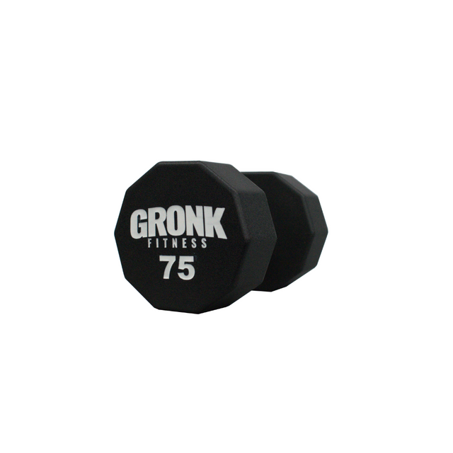 Dumbbell, 10 sided Urethane, Gronk, 75lb - Final Stock Gronk Fitness Products Dumbbells gronkfitness_dumbbell-10-sided-urethane-gronk-75lb-discontinued_main