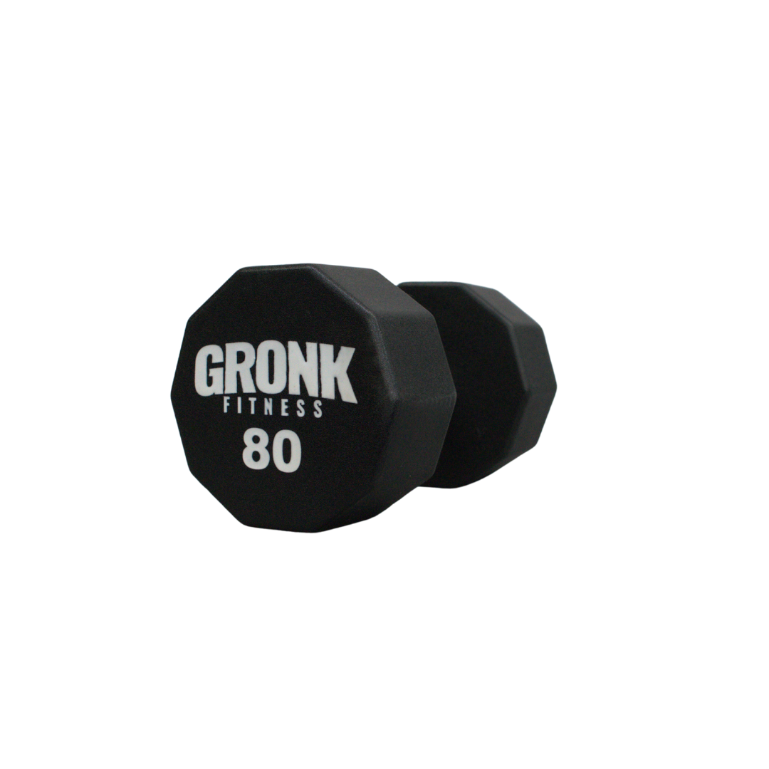 Dumbbell, 10 sided Urethane, Gronk, 80b - Final Stock Gronk Fitness Products Dumbbells gronkfitness_dumbbell-10-sided-urethane-gronk-80b-discontinued_main