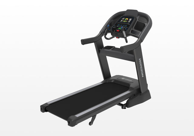 Horizon 7.8 AT Treadmill angled view with console