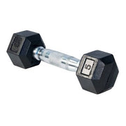 Life Fitness 5lb Rubber Hex Dumbbell angled view