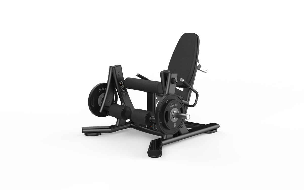 Shua G6908 Iso-Lateral Leg Extension plate loaded machine, studio render 3 of 3