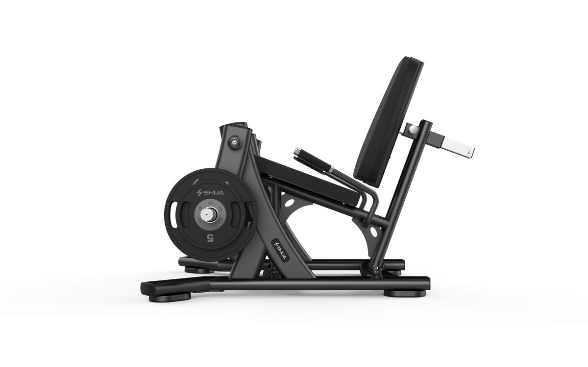 Shua G6908 Iso-Lateral Leg Extension plate loaded machine, studio render 2 of 3