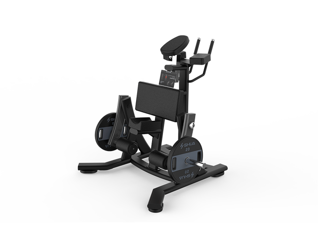 Shua G6909 Iso Kneeling Leg Curl plate loaded machine, studio render 1 of 3