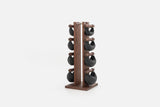 Nohrd - SwingBells Tower Walnut Black Leather NOHrD Dumbell racks, power block stand, plate and bar storage, kettlebell racks, ball racks swing-walnut_black