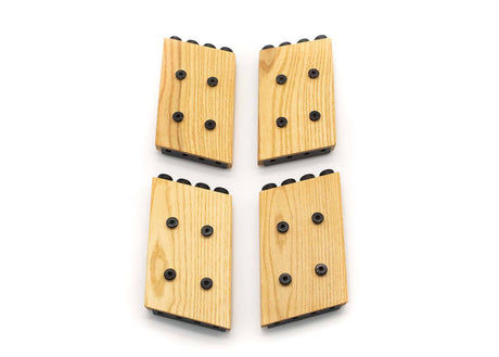 Top view of four ash wood Hi-Rise Kit blocks
